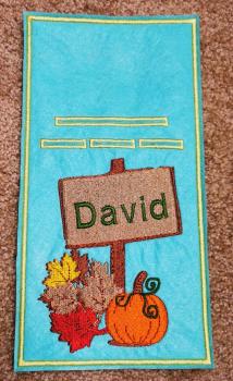 ITH - Stickdatei Bestecktasche Kuerbis mit Schild